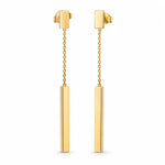 18ct Yellow Gold Long Drop Bar on Chain Earrings - Aurum Jewels