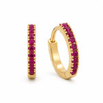 18ct Yellow Gold Mini Ruby Hoops - Aurum Jewels