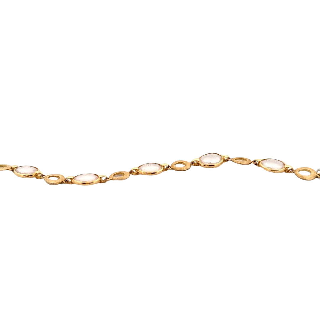 18ct Yellow Gold Rose Quartz Bracelet - Aurum Jewels