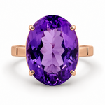 9ct Rose Gold Statement Oval Amethyst Cocktail Ring