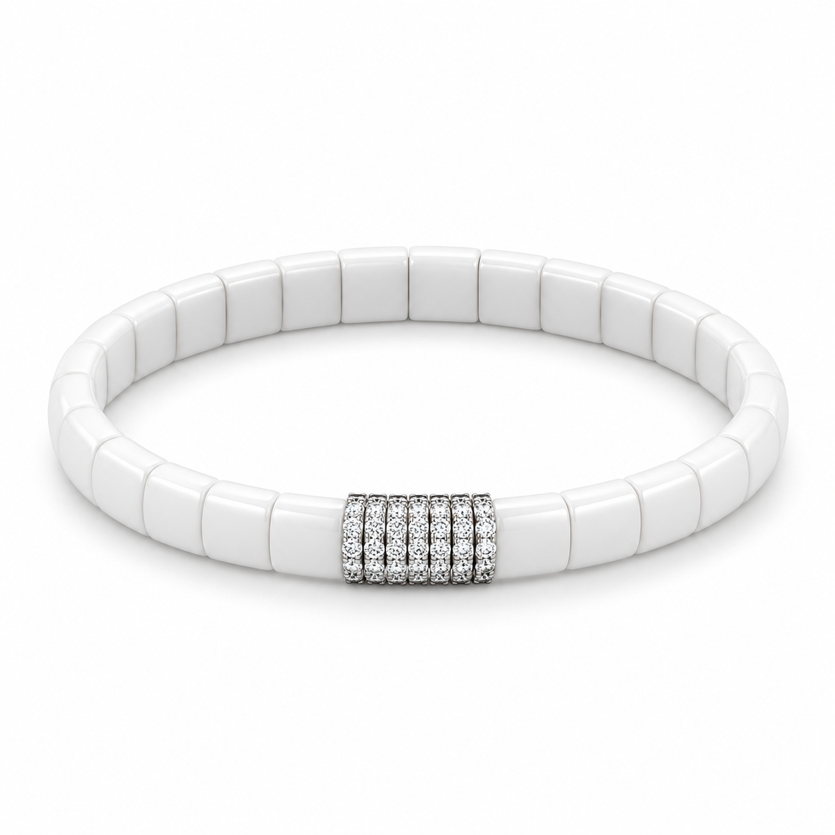 Demeglio White Ceramic & Diamond Bracelet