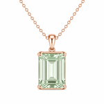 9ct Rose Gold 20x15mm Emerald Cut Prasiolite Pendant - Aurum Jewels