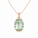 9ct Rose Gold 24x16mm Oval Green Amethyst Pendant - Aurum Jewels