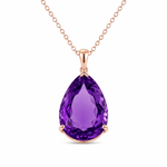 9ct Rose Gold 30x22mm Teardrop Amethyst Pendant - Aurum Jewels