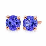 9ct Rose Gold 5mm Round Tanzanite Stud Earrings - Aurum Jewels