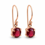 9ct Rose Gold 6.2x5.6mm Oval Ruby Shepherds Hook Earrings - Aurum Jewels