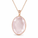 9ct Rose Gold Extra Large Oval Cut Rose Quartz Pendant - Aurum Jewels