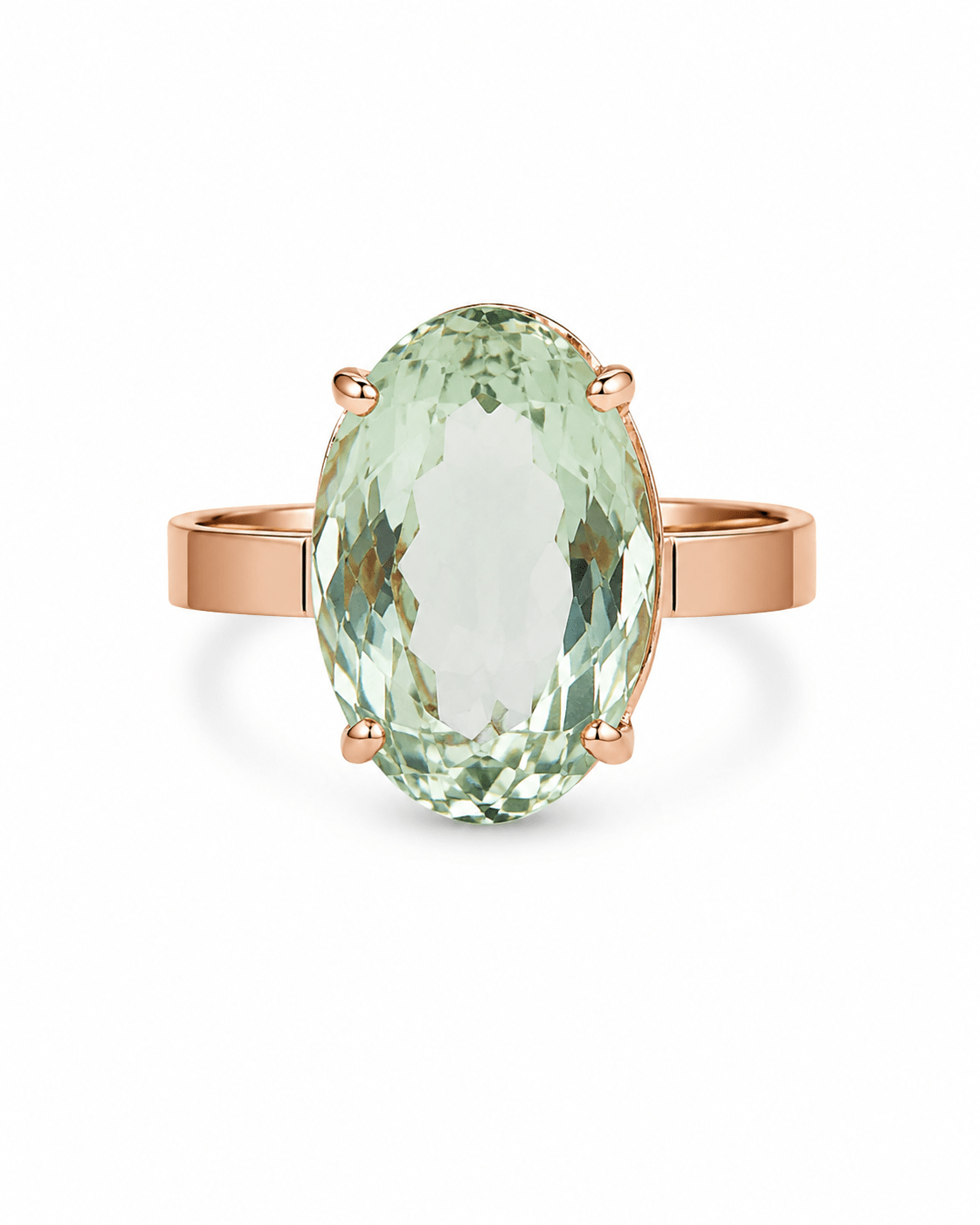 9ct Rose Gold Oval Green Amethyst Cocktail Ring - Aurum Jewels