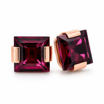 9ct Rose Gold Square Cut Garnet Stud Earrings - Aurum Jewels