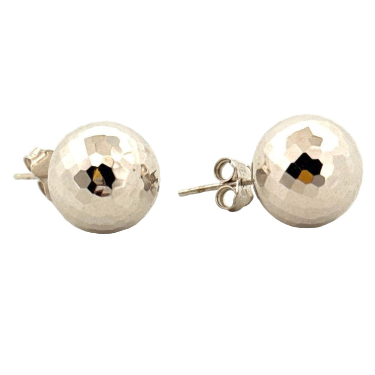 9ct White Gold 12.5mm ‘Mirror Ball’ Stud Earrings - Aurum Jewels
