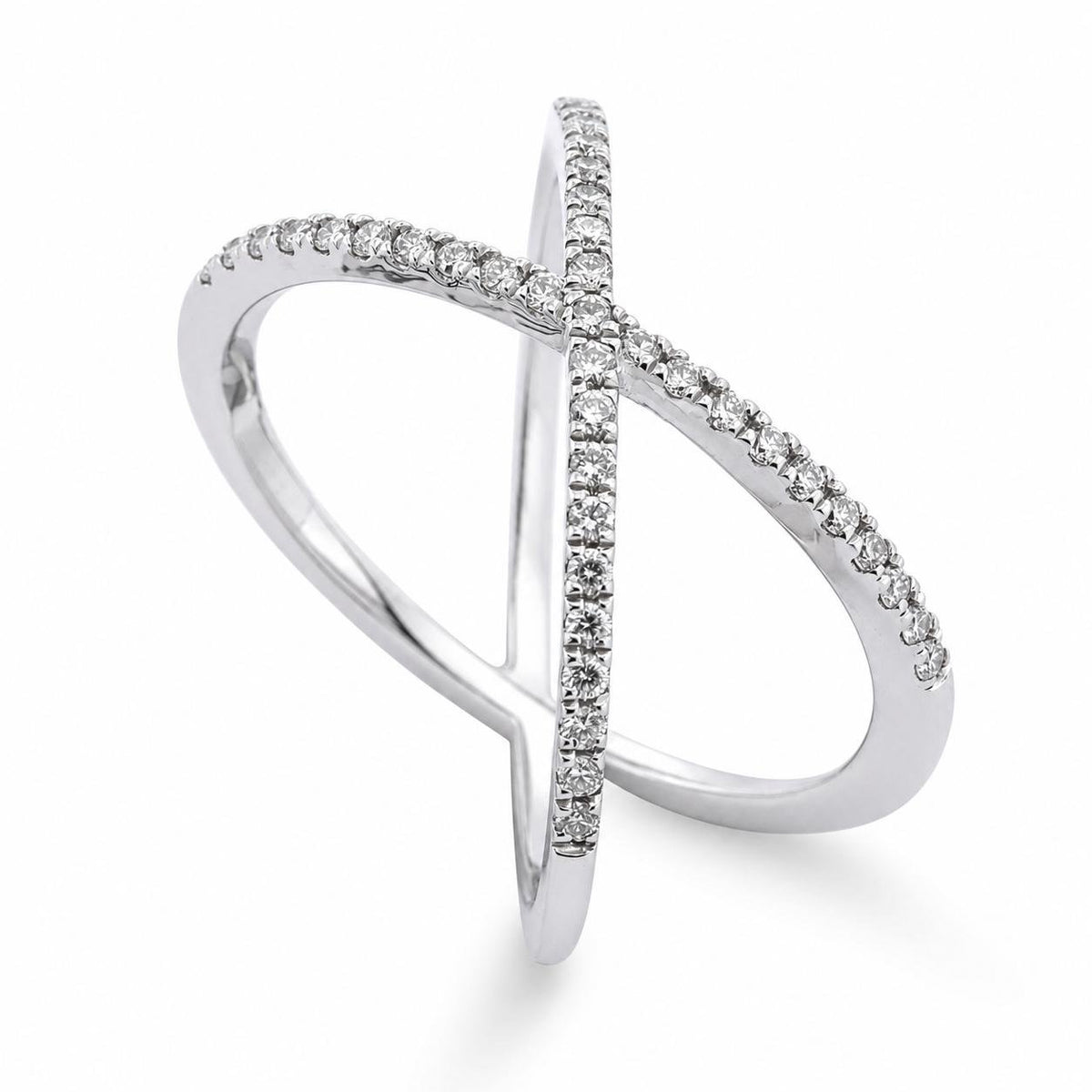 9ct White Gold Diamond Cross Ring - Aurum Jewels
