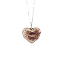 9ct White Gold Diamond & Pink Sapphire Heart Pendant - Aurum Jewels