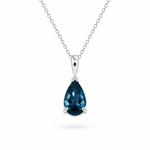 9ct White Gold Pear Shape London Blue Topaz Pendant - Aurum Jewels