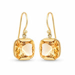 9ct Yellow Gold 10.6mm Cushion Cut Citrine Shepherds Hook Earrings - Aurum Jewels