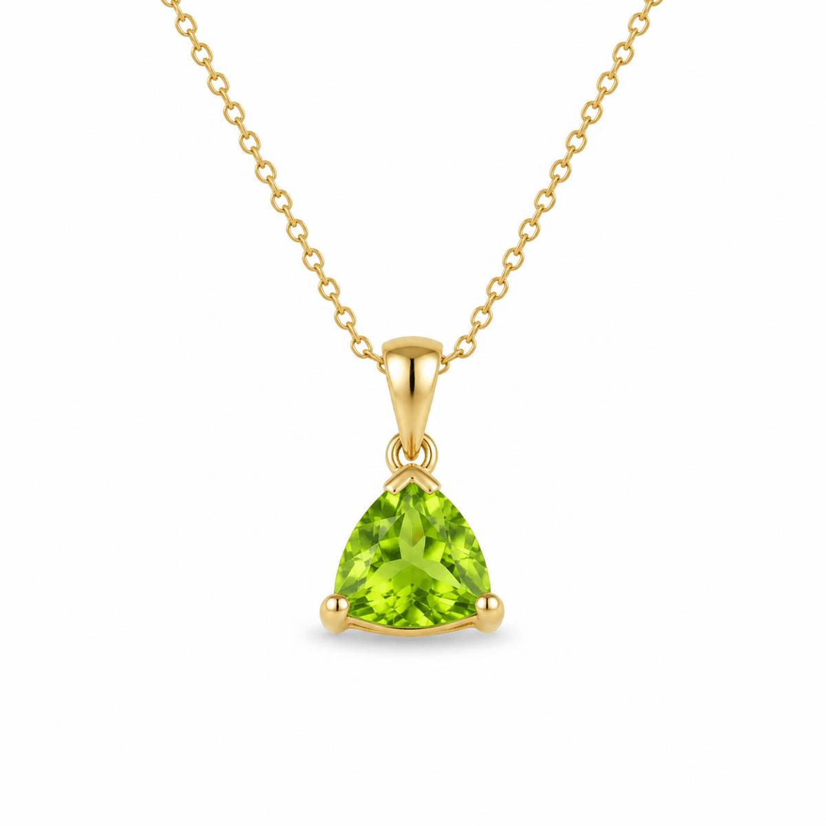 9ct Yellow Gold 10x10mm Trilliant Peridot Pendant - Aurum Jewels