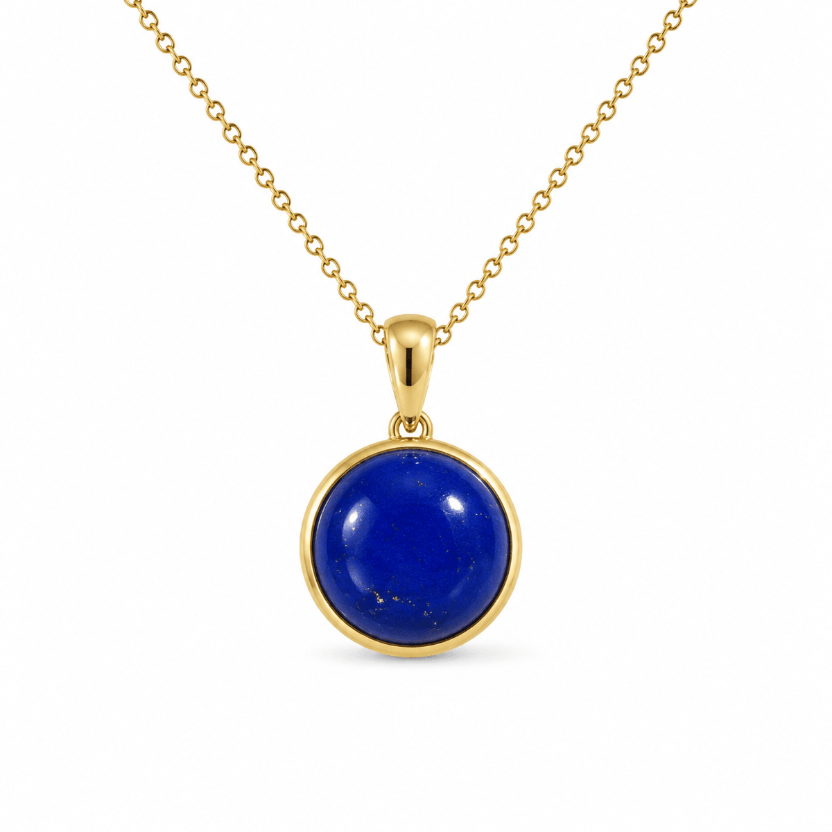9ct Yellow Gold 12.5mm Round Lapis Lazuli Pendant - Aurum Jewels