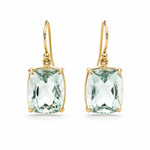 9ct Yellow Gold 12x10mm Rectangular Cushion Cut Green Amethyst Shepherds Hook Earrings - Aurum Jewels
