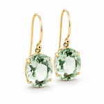 9ct Yellow Gold 13x11mm Oval Green Amethyst Shepherd Hook Earrings - Aurum Jewels