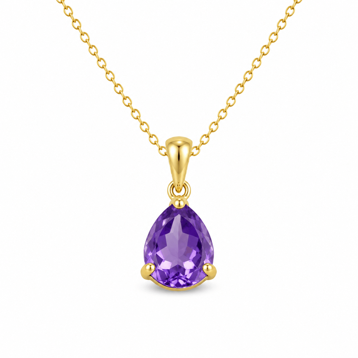 9ct Yellow Gold 13x11mm Pear Amethyst Pendant - Aurum Jewels
