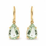 9ct Yellow Gold 13x9mm Pear Cut Green Amethyst Shepherds Hook Earrings - Aurum Jewels