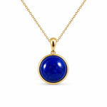 9ct Yellow Gold 15mm Round Cabochon Lapis Lazuli Pendant - Aurum Jewels