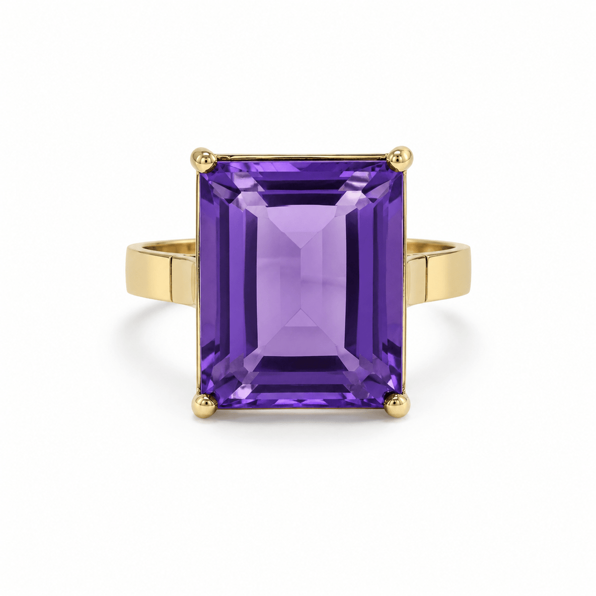 9ct Yellow Gold 15x20mm Rectangular Amethyst Cocktail Ring - Aurum Jewels
