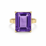 9ct Yellow Gold 15x20mm Rectangular Amethyst Cocktail Ring - Aurum Jewels
