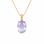 9ct Yellow Gold 16.5x13mm Oval Lavender Quartz Pendant - Aurum Jewels