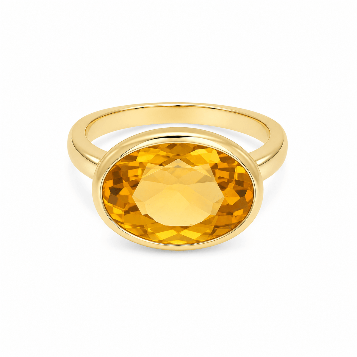 9ct Yellow Gold 16x12mm Oval Faceted Citrine Ring - Aurum Jewels