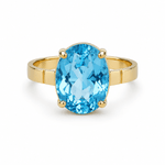 9ct Yellow Gold 16x12mm Oval Sky Blue Topaz Ring - Aurum Jewels