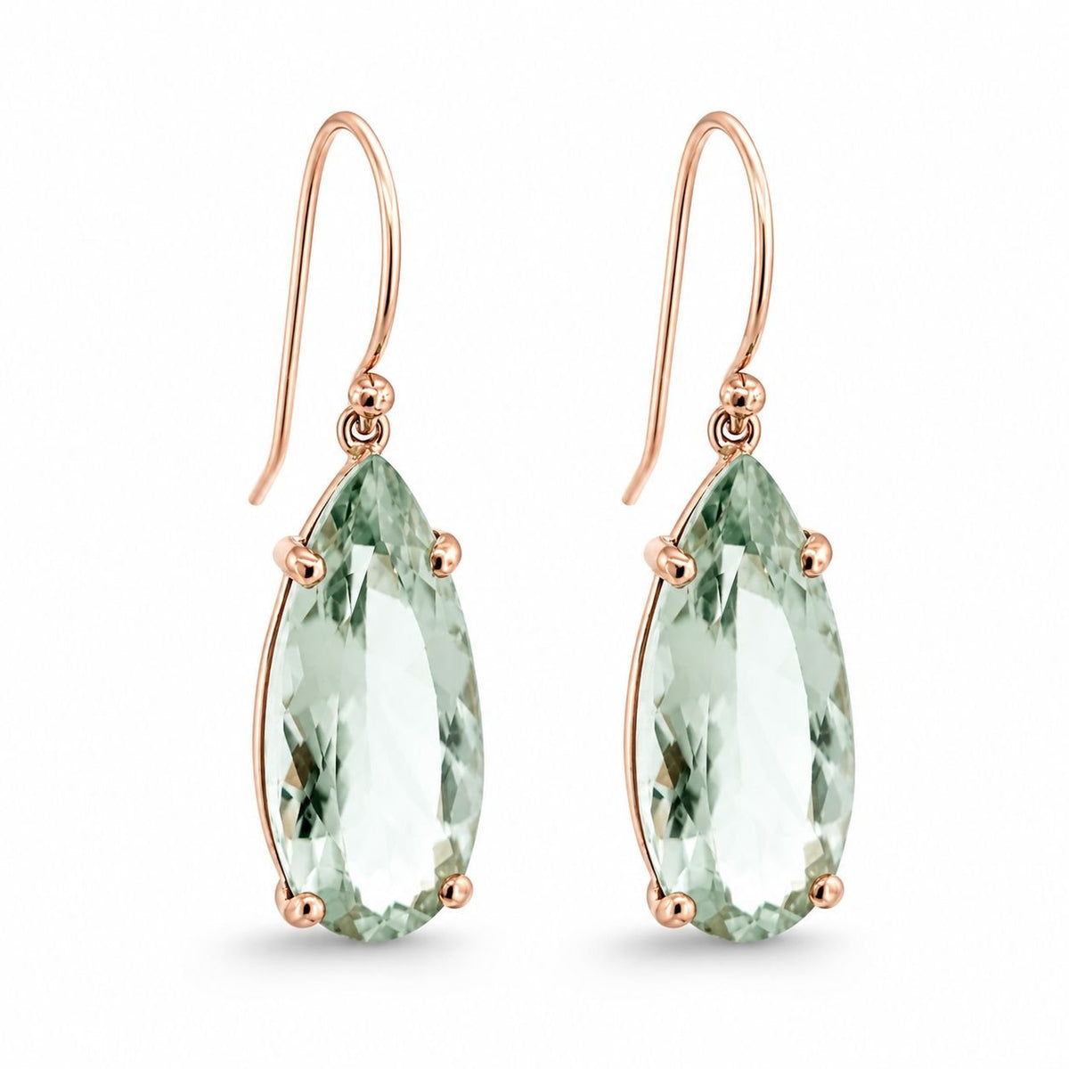 9ct Yellow Gold 16x8mm Green Amethyst Shepherds Hook Earrings - Aurum Jewels