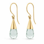 9ct Yellow Gold 18x8mm Briolette Cut Prasiolite Shepherds Hook Earrings - Aurum Jewels