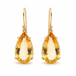 9ct Yellow Gold 19x10mm Pear Cut Citrine Shepherd Hook Earrings - Aurum Jewels