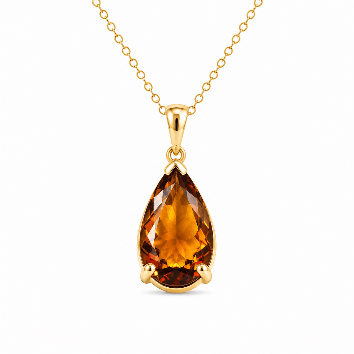 9ct Yellow Gold 20x10mm Teardrop Citrine Pendant - Aurum Jewels