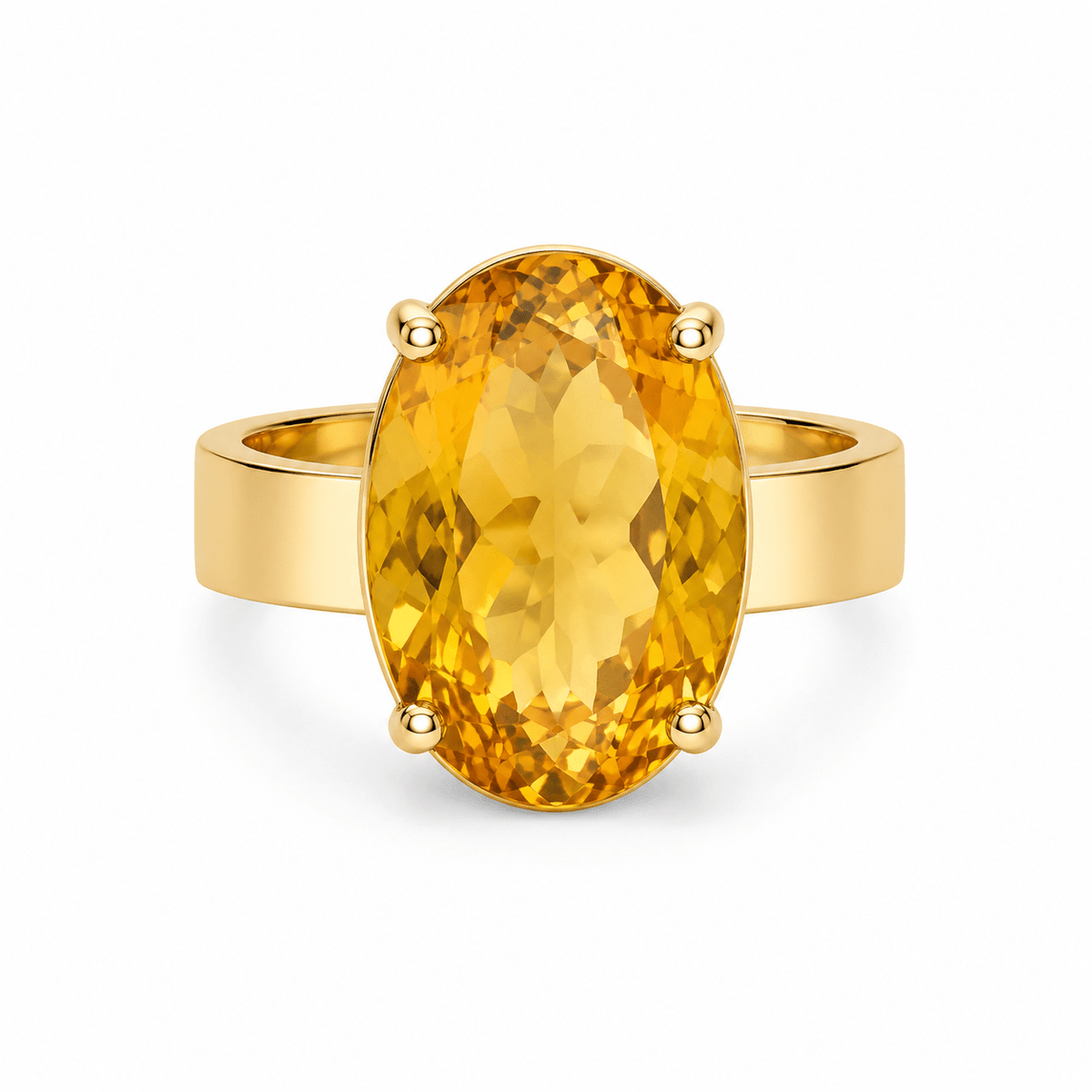 9ct Yellow Gold 23x14mm Oval Faceted Citrine Ring - Aurum Jewels