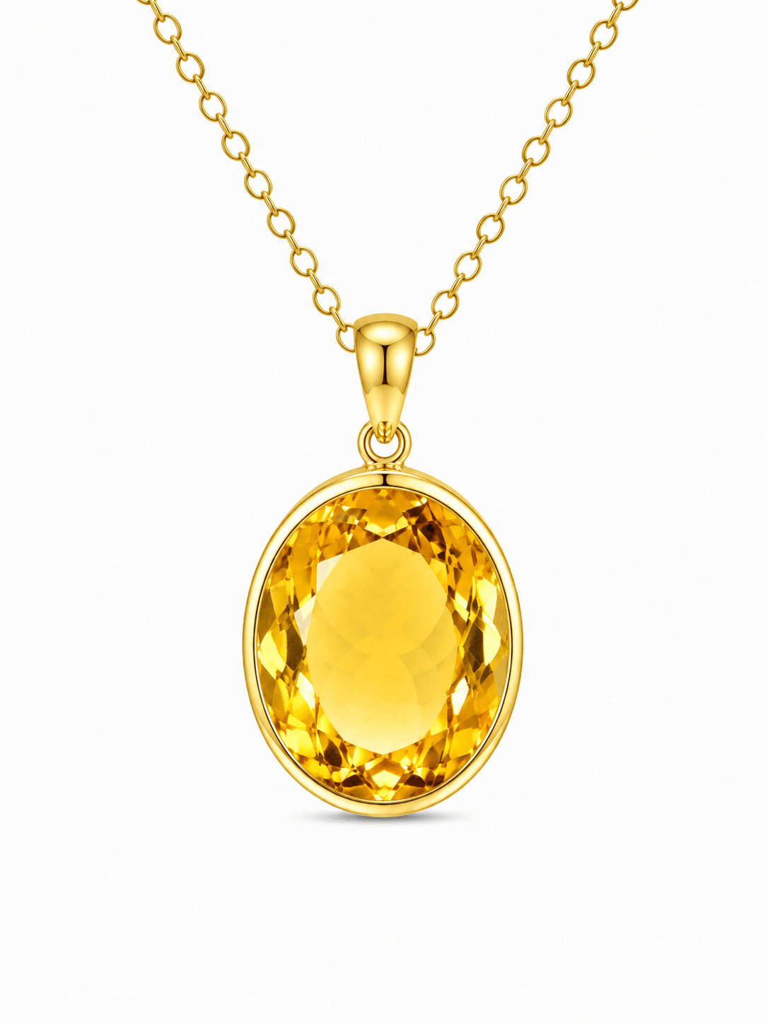 9ct Yellow Gold 24x19mm Oval Citrine Pendant - Aurum Jewels