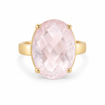 9ct Yellow Gold 27x19mm Oval Rose Quartz Cocktail Ring - Aurum Jewels