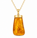 9ct Yellow Gold 38x20mm Drop Amber Pendant - Aurum Jewels