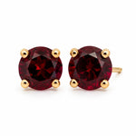 9ct Yellow Gold 4.5mm Round Garnet Stud Earrings - Aurum Jewels