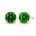 9ct Yellow Gold 4.5mm Round Green Tourmaline Stud Earrings - Aurum Jewels