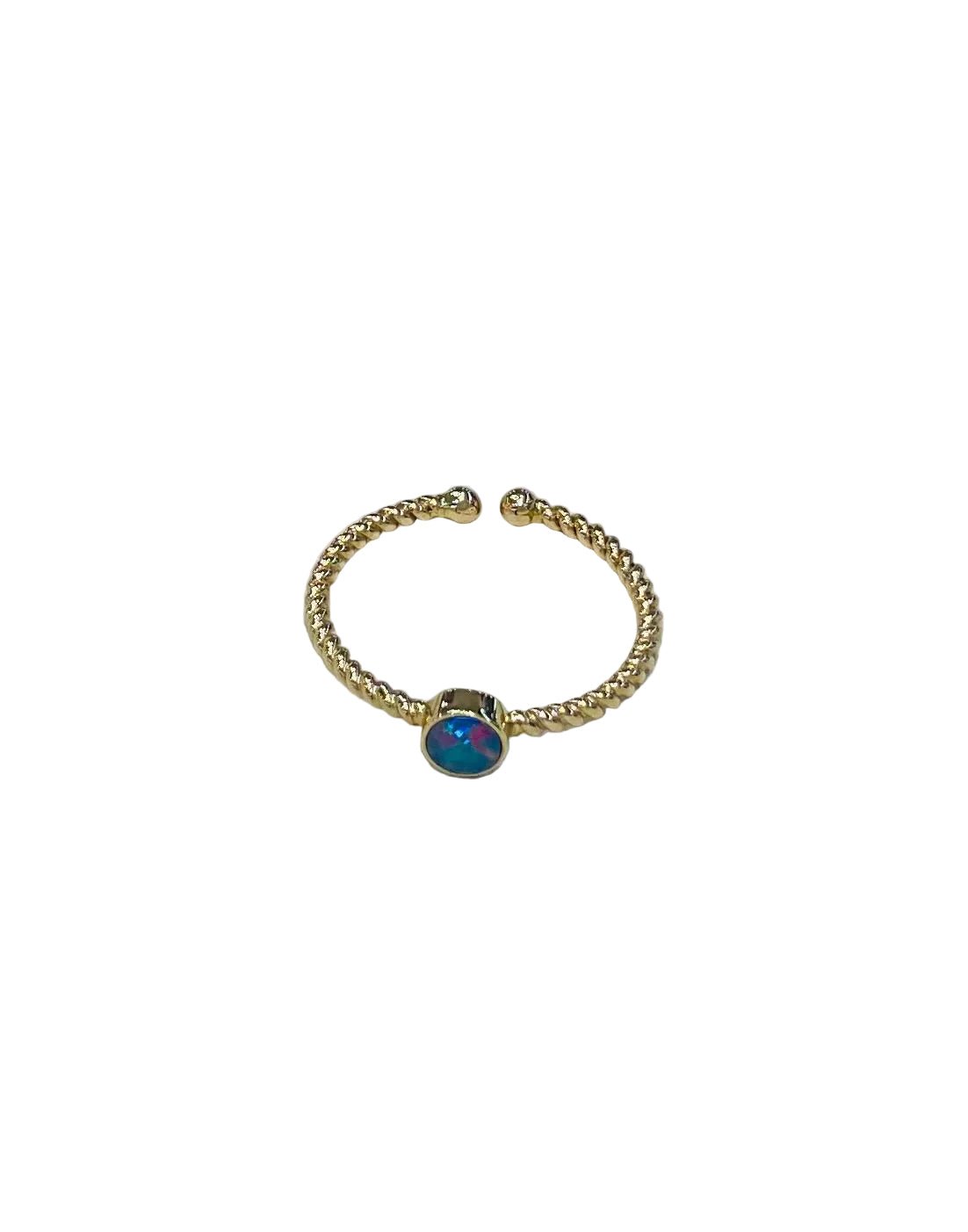 9ct Yellow Gold 4.5mm Round Opal Ring - Aurum Jewels