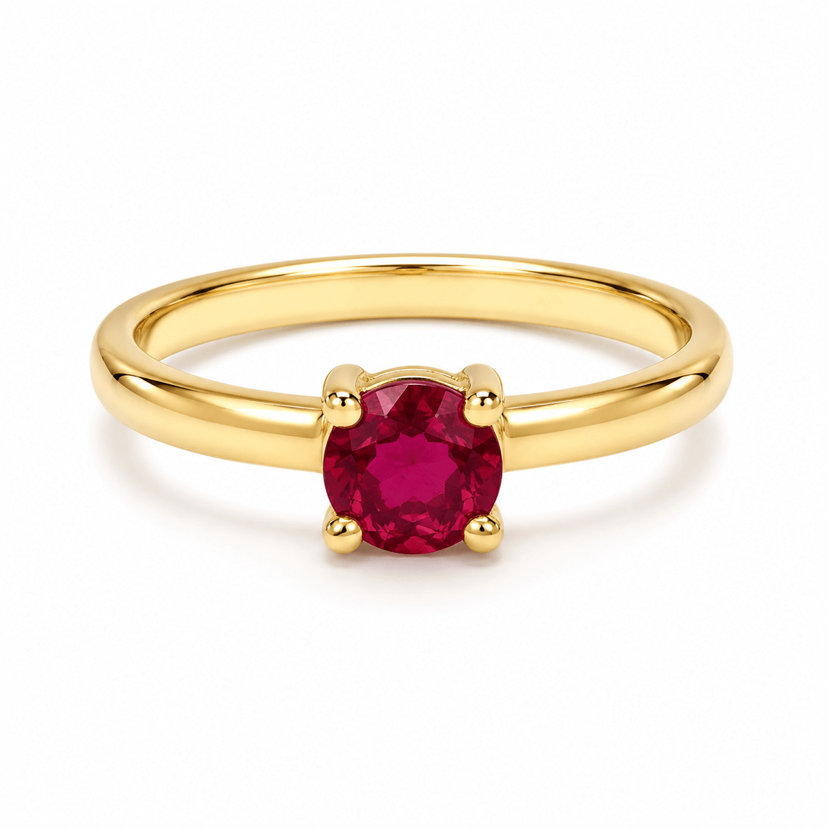 9ct Yellow Gold 5.4mm Round Ruby Ring - Aurum Jewels