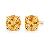 9ct Yellow Gold 5.5mm Round Citrine Diamond Stud Earrings - Aurum Jewels