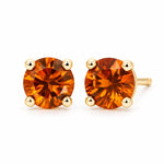 9ct Yellow Gold 5mm Round Dark Orange Citrine Stud Earrings - Aurum Jewels