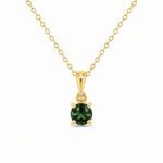 9ct Yellow Gold 5mm Round Green Tourmaline Pendant - Aurum Jewels