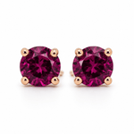 9ct Yellow Gold 5mm Round Rhodolite Garnet Studs - Aurum Jewels