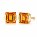 9ct Yellow Gold 5mm Square Cut Citrine Stud Earrings - Aurum Jewels