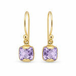 9ct Yellow Gold 5x5mm Cushion Cut Tanzanite Shepherds Hook Earrings - Aurum Jewels