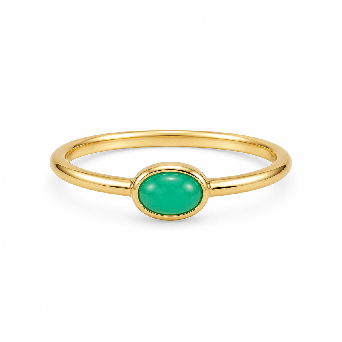 9ct Yellow Gold 6.3x4.3mm Oval Chrysoprase Ring - Aurum Jewels
