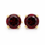 9ct Yellow Gold 6mm Round Garnet Stud Earrings - Aurum Jewels